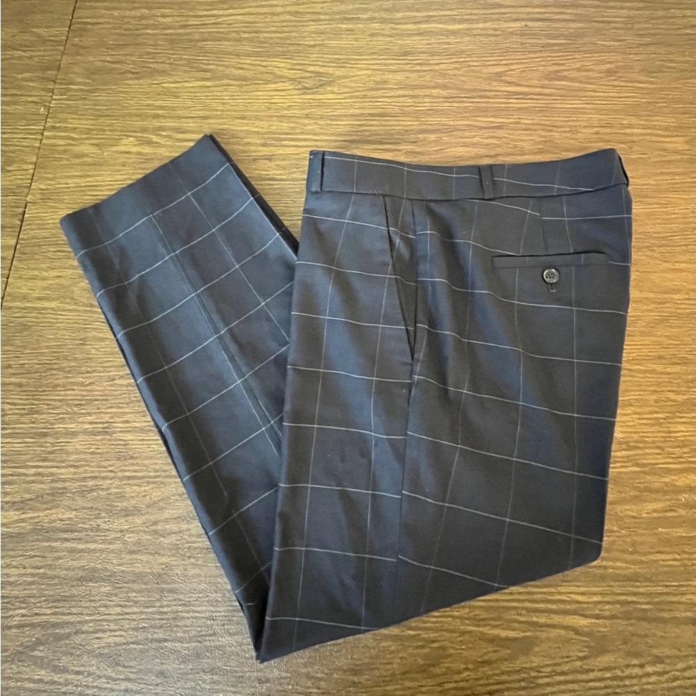 Banana Republic Navy Dress Pants with White Windowpane